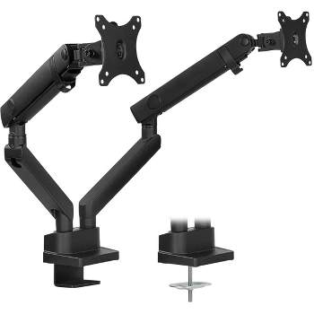 Mount-It! Dual Monitor Arm Mount Desk Stand | Articulating Mechanical Spring Height Adjustable | Fits Two 17 - 32 Inch Screens | C-Clamp and Grommet