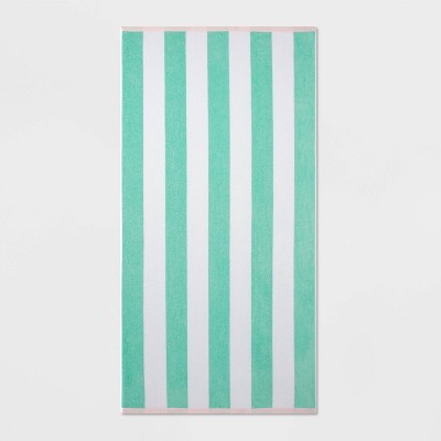 Reversible Cabana Striped Beach Towel Mint/Pink - Sun Squad™