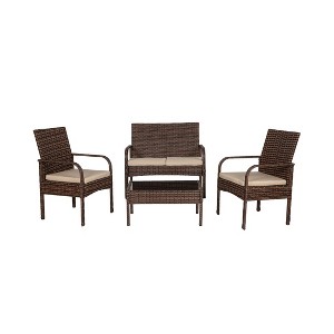 WestinTrends 4-Piece Outdoor Patio Modern Sofa Conversation Set - 1 of 3