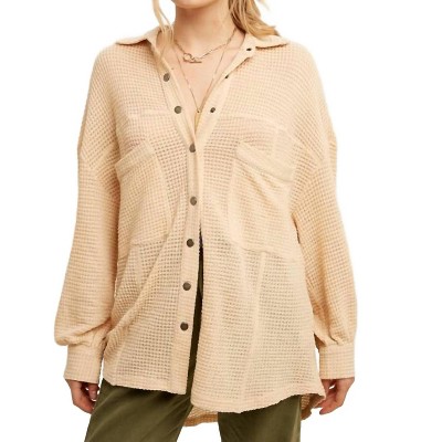 Women's Soft Thermal Knit Shacket Top - Listicle