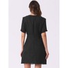 INSPIRE CHIC Women's Tweed Round Neck Short Sleeves Work Elegant Casual A-line Midi Dress - 3 of 4