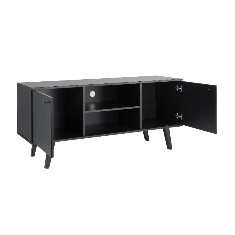Mid-Century Modern TV Stand for TVs up to 65&#34; Black - Prepac, 6 of 12