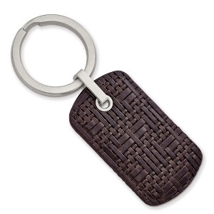 Black Bow Jewelry Stainless Steel Brown Woven & Stitched Leather Key Chain - 1 of 3