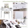 Tangkula Makeup Table Set w/Cushioned Stool for Girl Women Vanity Dressing Table Set White - 3 of 4
