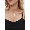 White Pearl Cross Pendant Necklace Minimalist Faith Jewelry - 3 of 4