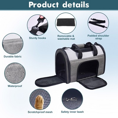 Gray Soft-Sided Airline Approved Pet Carrier for Small Pets