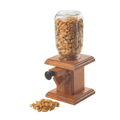 Amish Crafted Oak Wood Candy Dispenser with Glass Jar
