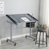 FONTOI Adjustable Desk with 2 Non-woven fabric Slide Drawers and 4 Wheels, Craft Station Drafting for Home, Silver, 40"*23.6"*29.5" - 4 of 4