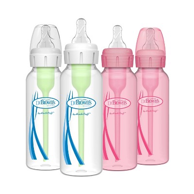 Dr. Brown's 8oz Anti-Colic Options+ Narrow Baby Bottle with Level 1 Slow Flow Nipple - 4pk - 0m+