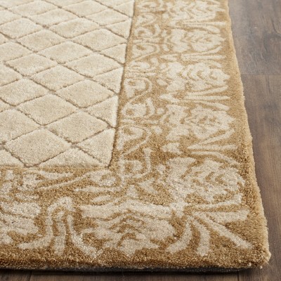 Ivory and Cream Hand-Hooked Wool 8' x 10' Area Rug