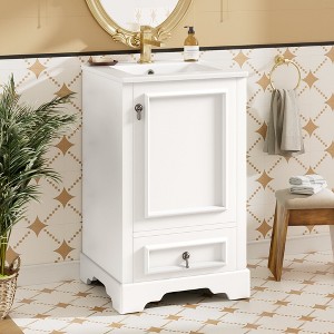 Hrinhom 20"W Bathroom Vanity,Modern Free-standing Storage cabinet with Compartment Drawer - 1 of 4