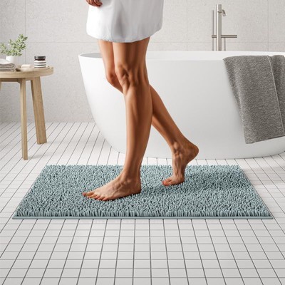 Mayshine Luxury Plush Shaggy Chenille Bathroom Mat, Non-Slip Bathmat, Super Absorbent Bathroom Rug