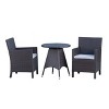 Christopher Knight Home Cypress Outdoor Wicker 3 Piece Round Bistro Set with Cushion - 2 of 4