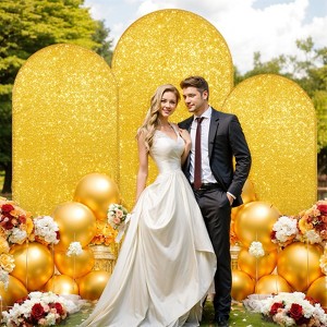 7.2/6.6/6 ft Sequin Wedding Arch Cover Spandex White Arch Backdrop Stand Cover for Party,Birthday, Baby Shower,Ceremony Banquet Decor (No Arch Stand) - 1 of 4