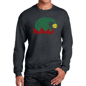 LA Pop Art Christmas Elf Hat - Men's Word Art Crewneck Sweatshirt - 1 of 4