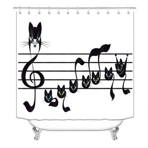 Funny Cat And Music Note Shower Curtains for Bathroom Waterproof Fabric Bath Curtain Durable Soft Stylish Bathroom Decor 72x72 Inch - 1 of 1