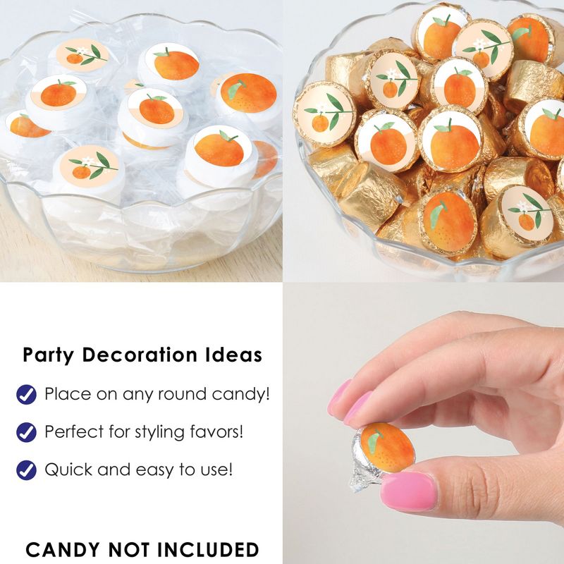 Big Dot of Happiness Little Clementine - Orange Citrus Baby Shower and Birthday Party Small Round Candy Stickers - Party Favor Labels - 324 Count, 5 of 7