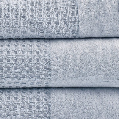 Blue Cotton Waffle Weave Hand Towel Set of Six