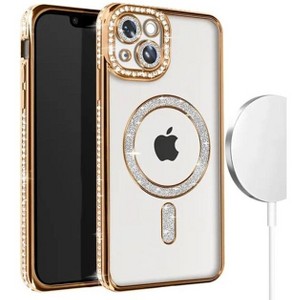 Entronix [Magnetic] Case Compatible with iPhone 15 Plus - [Clear Back] Luxury Diamonds - 1 of 4