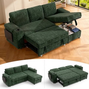 Vipbear Sleeper Sofa Bed,Convertible Sectional Sofa Couches for Living Room,Pull Out Couch Bed with Reversible Storage Chaise| Large Arm Storage - 1 of 4