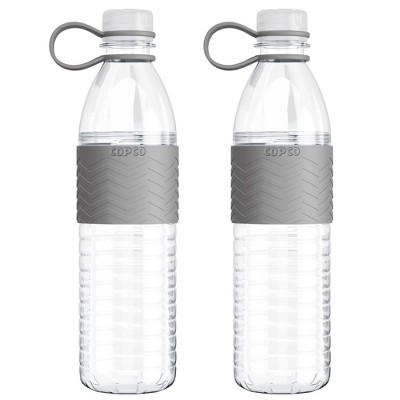Copco Hydra Sports 2-Pack Water Bottle 20 Ounce Non Slip Sleeve BPA Free Tritan Plastic Reusable - Chevron Gray