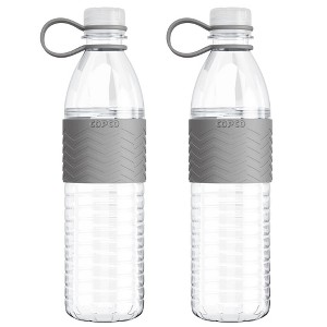 Copco Hydra Sports 2-Pack Water Bottle 20 Ounce Non Slip Sleeve BPA Free Tritan Plastic Reusable - Chevron Gray - 1 of 4