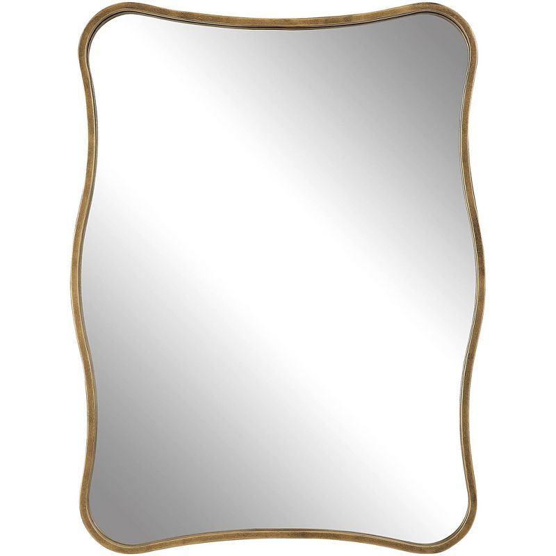 Uttermost Pavia Antiqued Gold 28" x 36" Curvy Vanity Wall Mirror, 1 of 2