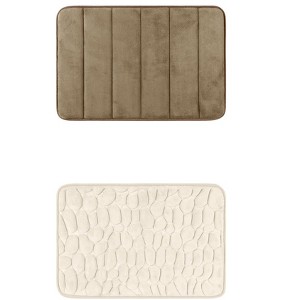 Unique Bargains 2Pcs Non Slip Absorbent Thick Soft Quick Dry Bathroom Bath Rugs - 1 of 4