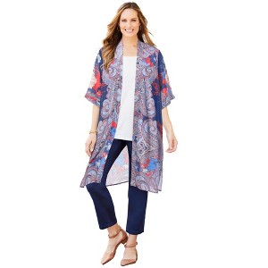 Catherines Women's Plus Size Luxe Georgette Long Duster - 1 of 4