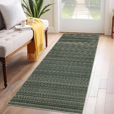 Modern Striped Rug  Soft Low Pile Area Rug for Living Room Bedroom Neutral Carpet with Non Slip Backing Contemporary Floor Rug for Home Decor