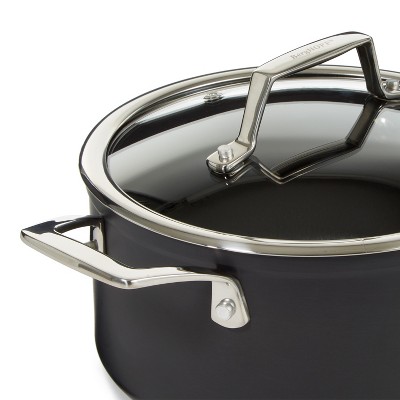 Black Aluminum Nonstick Stockpot with Glass Lid, 5.3qt