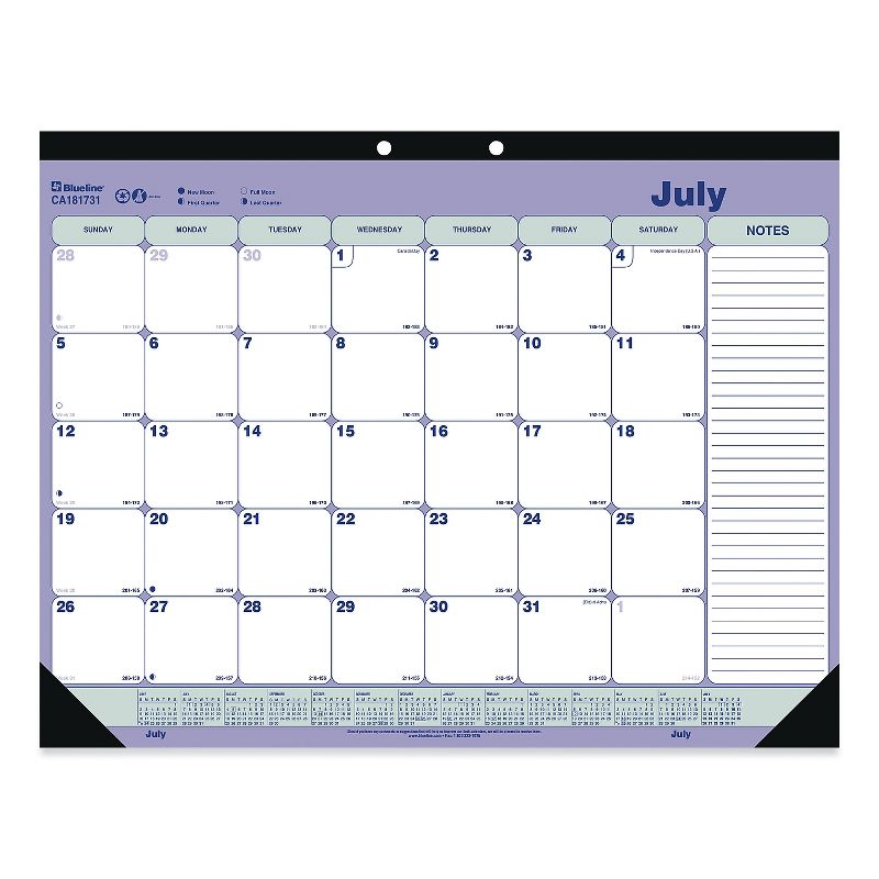 2022-2023 Blueline 21.25" x 16" Academic Monthly Desk Pad Calendar White/Blue/Green (REDCA181731), 1 of 5