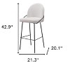 HomeRoots Set of Two 30" Ivory And Black Shearling And Steel Bar Height Bar Chairs - 3 of 4