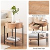 Round End Table with Drawer Farmhouse Circle Side Table Wood Accent Bedside Table Small Nightstand - 3 of 4