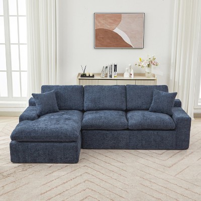 SKRAN 3-seat Sectionals with 5-Position Adjustable Backrest & Pillow, 107.9" Chenille Modular Sleeper Sofa, for Home Office Living Room,Apartment