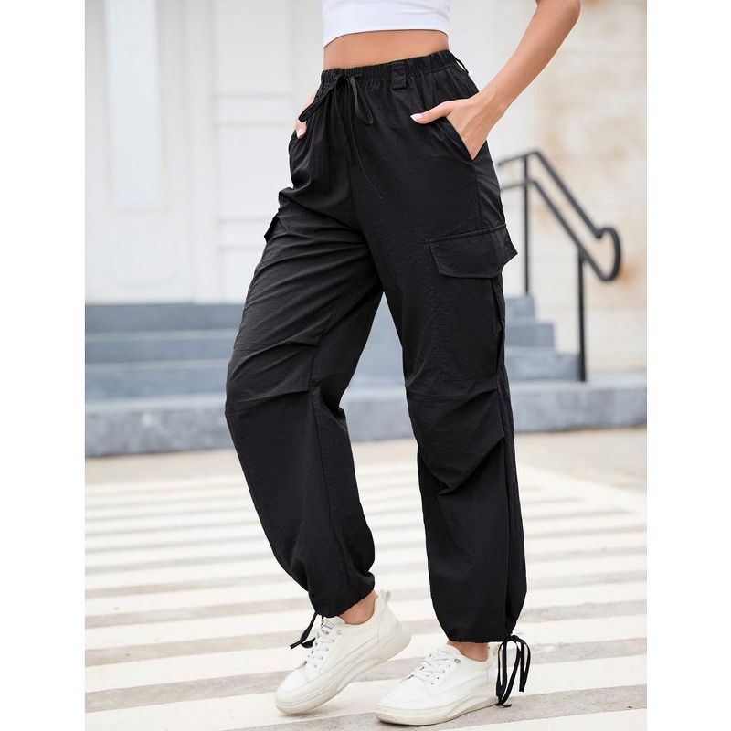 Whizmax Cargo Jogger Parachute Pants For Women Casual Baggy Low  Waist Drawstring Light Y2K Pants, 3 of 7