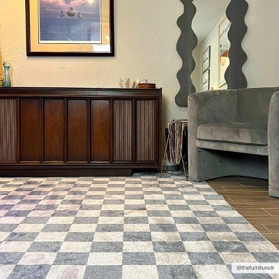 Hauteloom Brone Checkered Washable Area Rug