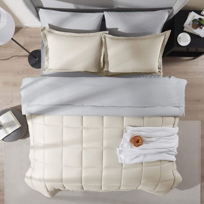 Queen Linen Reversible Microfiber Bed in a Bag Set