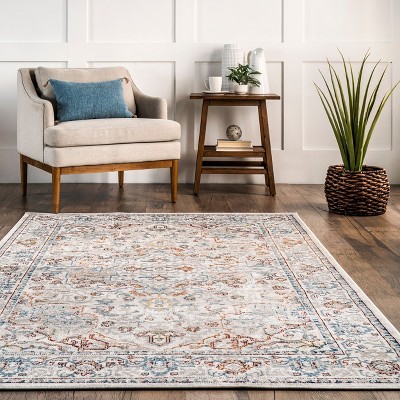 Beige and Multicolor Washable Synthetic 8' x 10' Area Rug