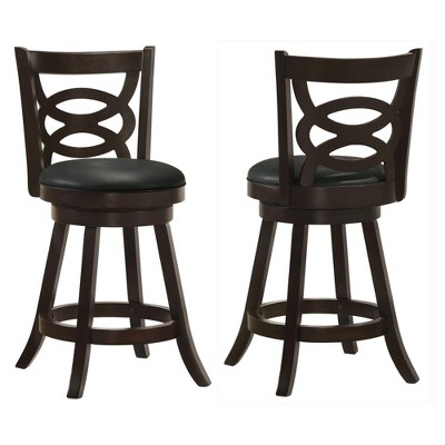 NicBex Swivel Bar Stools Set of 2,Faux Leather Counter Height Stools with Wooden Frame,Barstools for Kitchen Counter,Cappuccino & Black