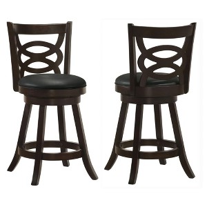 NicBex Swivel Bar Stools Set of 2,Faux Leather Counter Height Stools with Wooden Frame,Barstools for Kitchen Counter,Cappuccino & Black - 1 of 4
