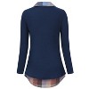 Coolmee Women's Contrast Collared Shirts Long Sleeve Patchwork Work Blouse Tunics Tops - 3 of 4