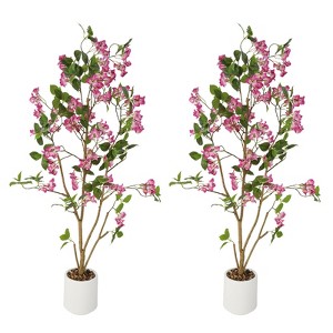 2Pack 4FT Artificial Bougainvillea Tree, Faux Flower Tree with Lifelike Leaves, Potted Fake Bougainvillea Tree for Home Living Room Decor - 1 of 4