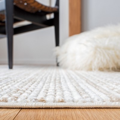 Boho Modern Beige Round Synthetic Easy-Care Area Rug