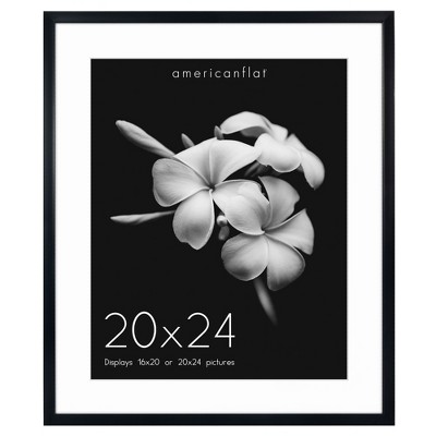 Americanflat 20x24 Picture Frame with Polished Plexiglass - Use as 16x20 Frame with Mat or 20x24 Frame Without Mat - Soho Collection - Black