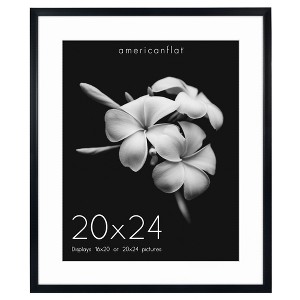 Americanflat 20x24 Picture Frame with Polished Plexiglass - Use as 16x20 Frame with Mat or 20x24 Frame Without Mat - Soho Collection - Black - 1 of 4