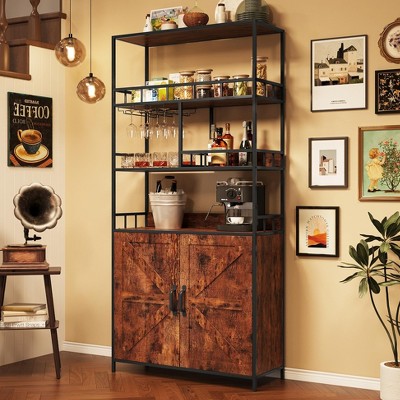 5 Tier Bakers Rack with Goblet Holder and Cabinet