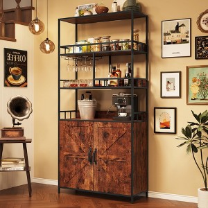5 Tier Bakers Rack with Goblet Holder and Cabinet - 1 of 4