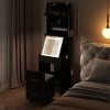 Small Vanity Desk with Mirror and LED Lights, Makeup Table with Charging Station and Storage Shelves, Black - 3 of 4