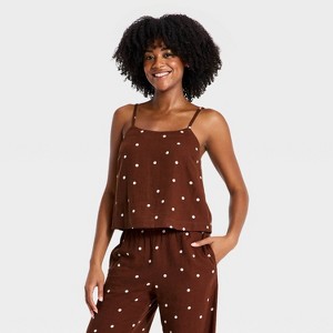 トップス Uhr / Linen Balloon Camisole/ BROWN Women's Linen Cami - A New Day™ Brown Dots M : Target